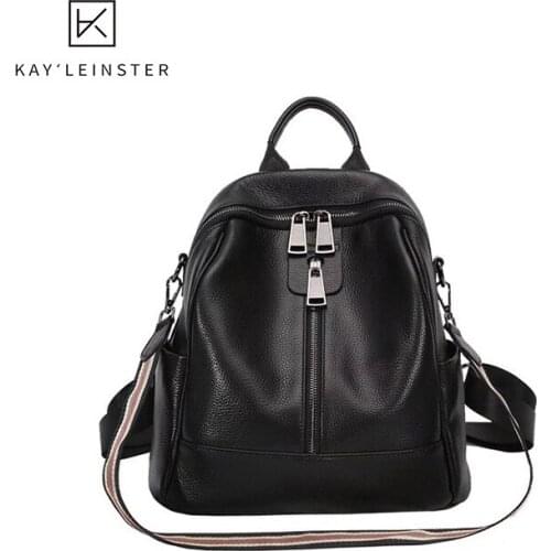 New Genuine Leather Women Backpack Wild Fashion Female Shoulder Bags Large Capacity Multifunctional Travel Bag Girls School Bag