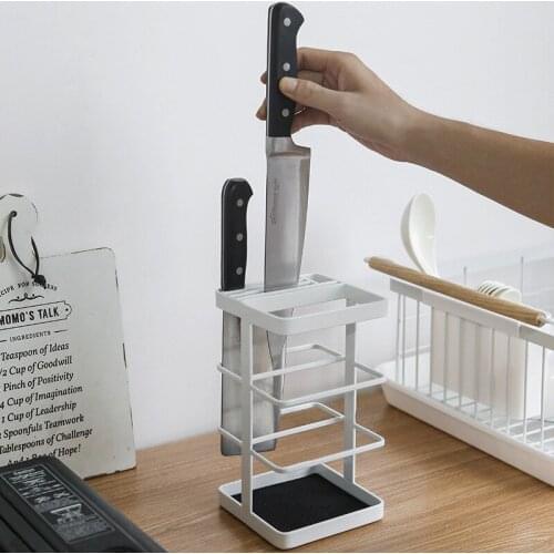 Kitchen Accessories Metal Knife Storage Shelf Drain Block Chopper Holder Drying Rack Kitchen Organizer Counter Display Stand