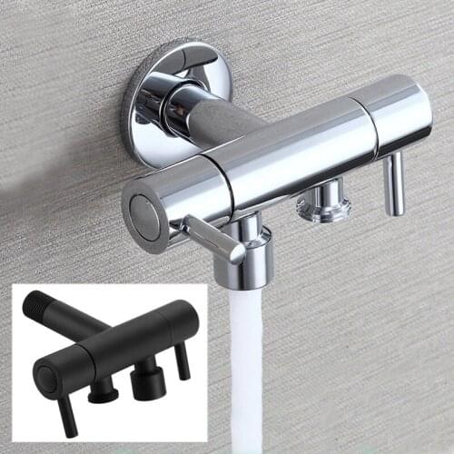 Brass dual purpose one in two out Chrome Bibcock Single Cold Water Bathroom Faucet Rust And Corrosion Resistance Toilet Taps