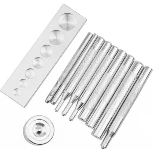 LMDZ 11Pcs/Set Metal DIY Leather Craft Tool Snap Rivet Fastener Buttons Installation Kit For Hand Punch Material Accessories