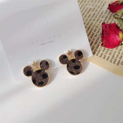 Cute Mouse Earrings Stud Leopard Print Spot Bear 2021 New Winter Accessories Wholesale Charm Wedding Jewelry For Women