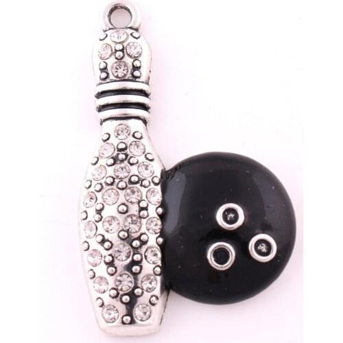Cute Shape Bowling Ball Design Antique Silver Material Zinc Alloy Sports Style Cool Pendant Provide Dropshipping