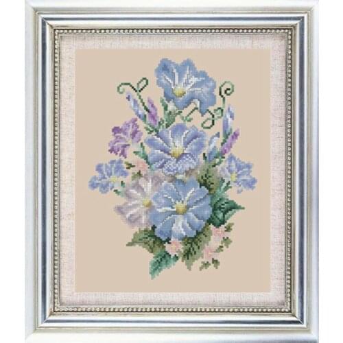 Cross-stitch Kit 11ct Printed Fabric 14ct18ct Linen Coloured Fabric Morning Glory Handmade Chinese Embroidery Kit
