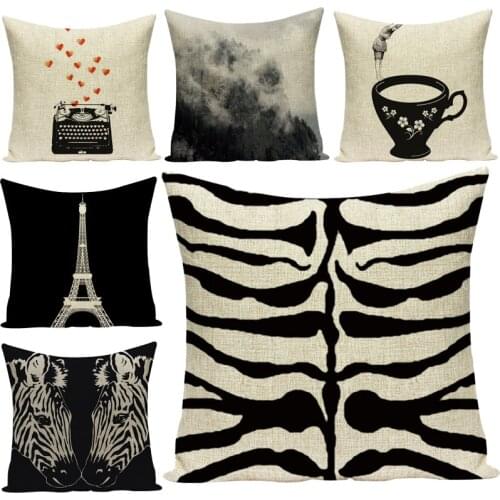 Nordic fashion style pillowcase letter zebra stripe pillowcase 45Cmx45Cm square household sofa car linen-cotton cushion cover