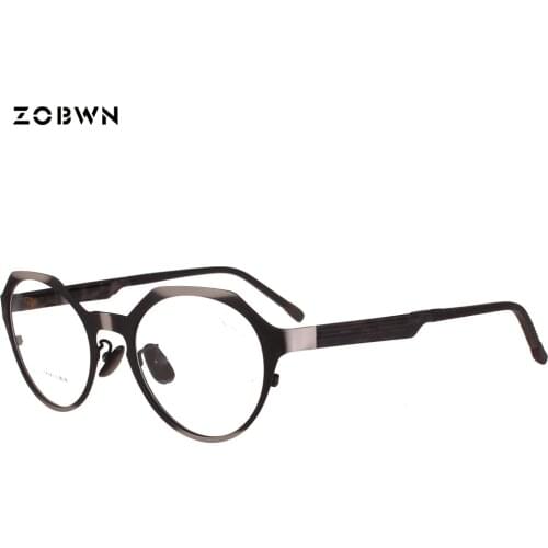 ZOBWN Cheap round nerd glasses clear lens unisex metal frame glasses frame optical men women black anti uv400 gun brown female