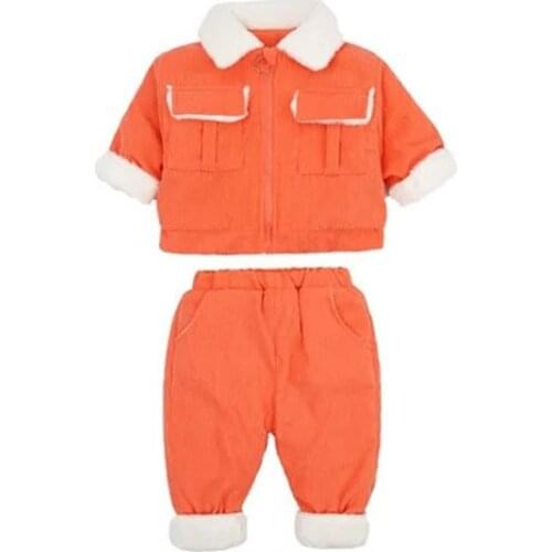 2021 new Baby clothes 1-10 years old winter plus velvet thick warm suit baby boy girl +Pants sweater baby two-piece suit