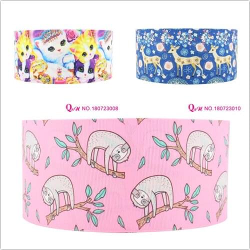 Q&N ribbon 16mm 22mm 25mm 38mm 50mm 75mm animal printed grosgrain ribbon webbing 50yards/roll for headband