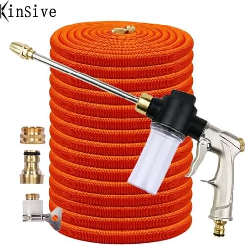 Garden Hose 1/2 Expandable Flexible High Pressure Car Washer Foam Pot Metal Spray Gun Washing Plastic Pipe For Jardin Irrigation