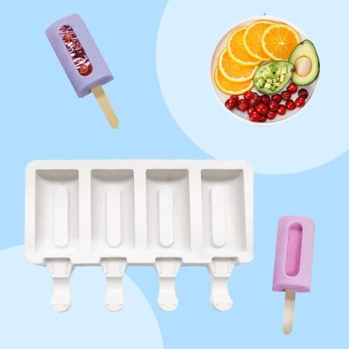 Silicone Ice Cream Mold DIY Homemade Popsicle Moulds Freezer 4 Cell Small Size Ice Cube Tray Popsicle Barrel Makers Baking Tools
