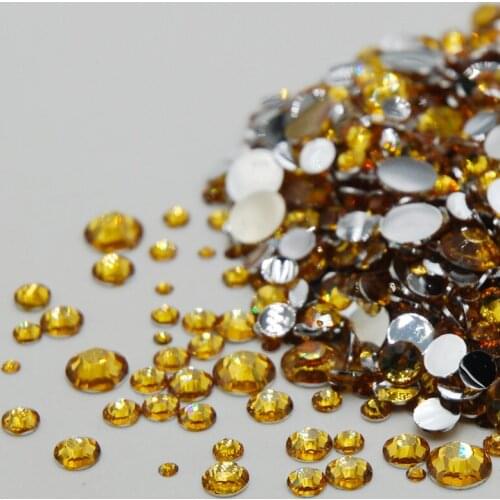 Mixed Sizes Stones Art Decoration Rhinestone 3D Nail Art Topaz Flat Back Nail Art Tool Non Hotfix Rhinestones