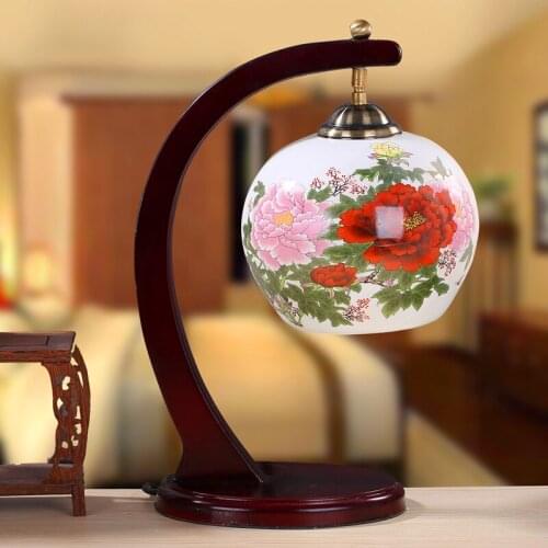 Jingdezhen Modern Chinese table lamp Creative Living Room Bedroom Bedside Tires Porcelain Ceramic table Lamp Antique Lamp