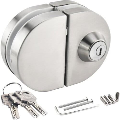 Brushed Stainless Steel 10-12 mm Thickness Glass Door Lock Anti-Theft Security Lock with Frameless Push Sliding Gate Lock