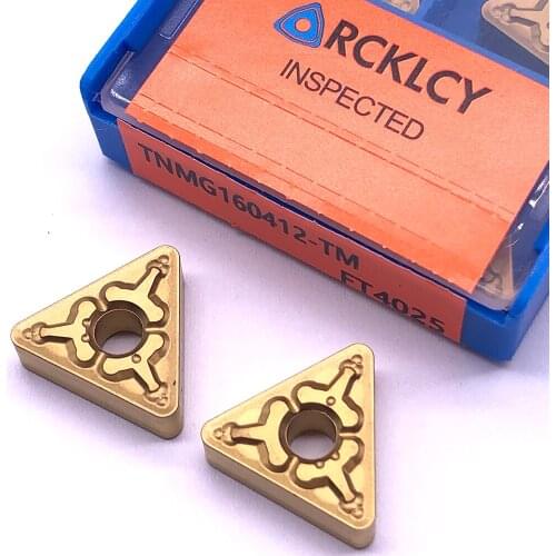 10pcs RCKLCY Triangle TNMG160412 TM FT4025 metal turning tool CNC machine milling tools lathe tool lathe car blade for steel