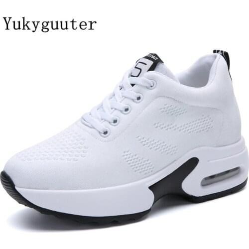 Woman Sport Running Shoes Flat Outdoor Sneakers Mesh Summer Breathable Lightweight Athletic Chunky Height Increasing Air Cushion