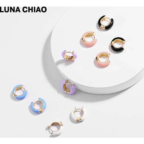 LUNA CHIAO New Design Popular Enameled Cooper Mini Hoop Earring Summer Ear Cuffs for Women