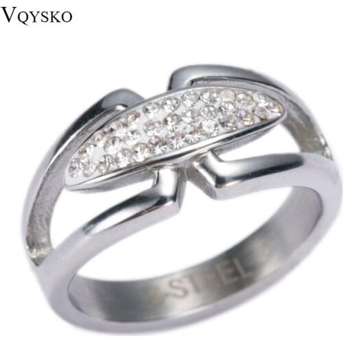 Women Bridal Wedding Engagement Rings Fashion Gothic Leaf Crystal Zircon Stainless steel Ring For Woman Jewelry Wholesale