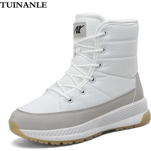 TUINANLE Women Boots Waterproof Winter Shoes Female Snow Boots Platform Keep Warm Ankle Boots with Thick Fur Heels Botas Mujer