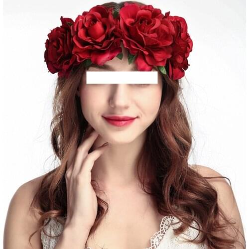 2018 Flower Hair Ribbon Bride Women Crown Hair Band Garland hair accessories Handmade turban headband Wreath Elastic hairband