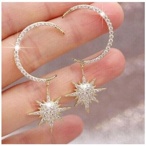 2019 Fashion Korean Version Of The New Earrings Xingyue Exaggerated Temperament Crystal Earrings Elegant Womens Earrings