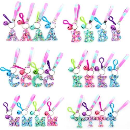 26 Initials Letter Pendant Key Chains For Women Acrylic Resin Keyrings Car Key Ring Holders Bag Charm Jewelry