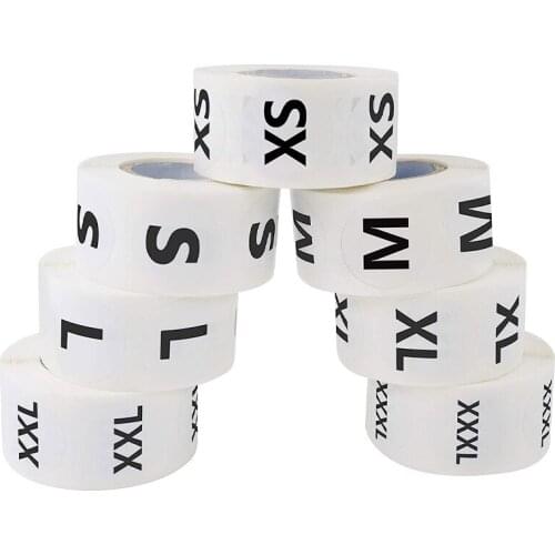 500pcs/roll Stock Size Number XS S M L XL Clothing Labels For Child Clothes Age Tags Height Size Woven Labels For Garment Size