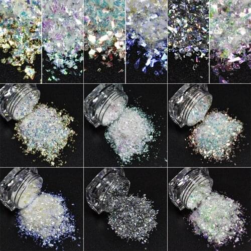 6 Boxes Gradient Shiny Nail Glitter Set Sequins Laser Sparkly Colorful Nail Art Chrome Flake DIY Nail Art Decoration Accessory
