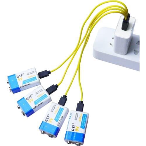 4pc 9V 1000mAh li-ion Rechargeable battery Micro USB Batteries 9 v lithium for Multimeter Microphone Toy Remote Control KTV use