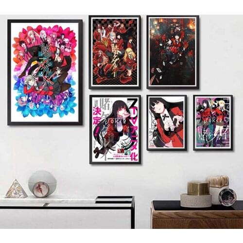 Anime Jabami Yumeko Kakegurui Gambaling School Wall Poster Scroll Cosplay Memorial Wall Sticker Bedroom Room