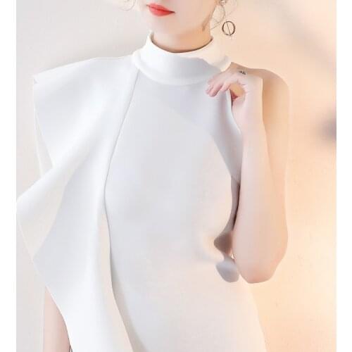 White 95cm long halter ruffles sweat lady girl women princess bridesmaid banquet party dress gown