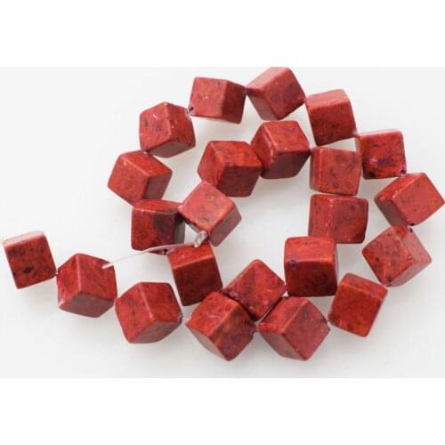 Loose beads grass red coral square 12mm beads for making jewelry necklace 14inch FPPJ wholesale