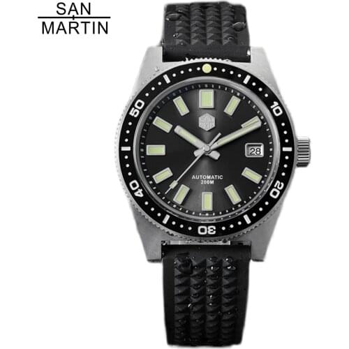 San Martin Newest 62MAS V4 Stainless Steel Dive Men Automatic Watches Sapphire 200M Waterproof 12dot Luminous Bezel Wristwatch