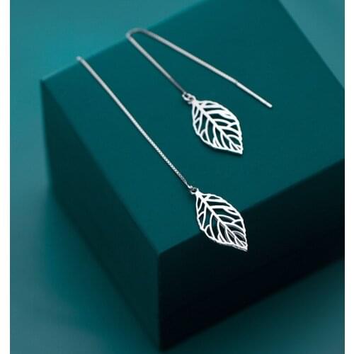 Ear line chain long female fashion jewelry female simple s925 white fungus line femininity hollow leaf ear jewelry