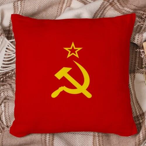 BIGHOUSES Cushion Cover Double Sided Print Flag of USSR Pillowcase Print Customizable