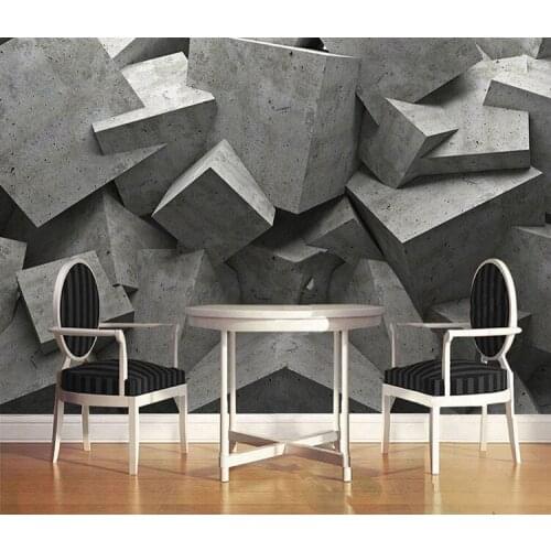 Personality Design Mural Wall Paper 3D Stereo Geometry Cement Fresco Office Gallery Cafe Dining Room Modern Art Decor Wallpaper