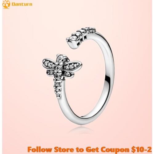 Danturn New 925 Sterling Silver Ring Docked Dragonfly Open Ring Original Brand 925 Silver Ring Women DIY Jewelry Making Gift