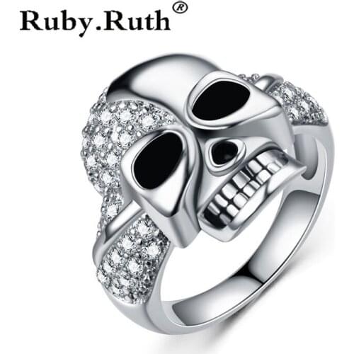 Skull Zircon Rings Black Womens Wedding Ring Punk ring cubic zirconia ring Jewelry Dropshipping