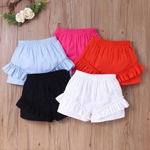 Summer Baby Pants Cotton Ruffles Solid Soft Breathable Kids Pants Cool Short Pants Baby Girl Clothes Casual Kids Clothes 0-6Y
