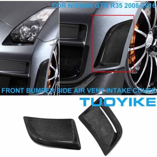 LHD RHD Car Styling Real Carbon Fiber Front Bumper Side Air Vent Intake Inlet Cover Trim Stick For Nissan GTR GT-R R35 2008-2016