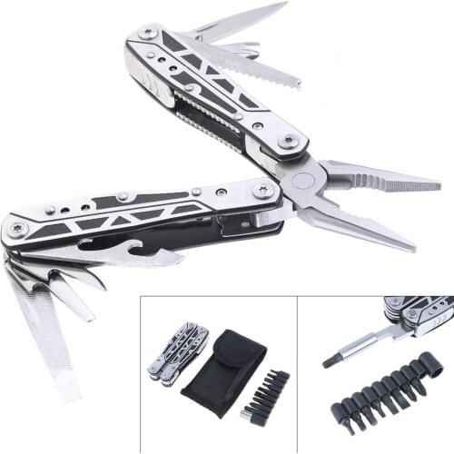 Multifunction Built-in Type Combination Folding Pliers with Screwdriver Set and Polished Surface Treatment for Camping Outdoors