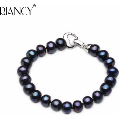 Fashion Classic 8-9mm/9-10mm black Natural Freshwater Pearl Bracelet All-match jewelry for Women Accessories