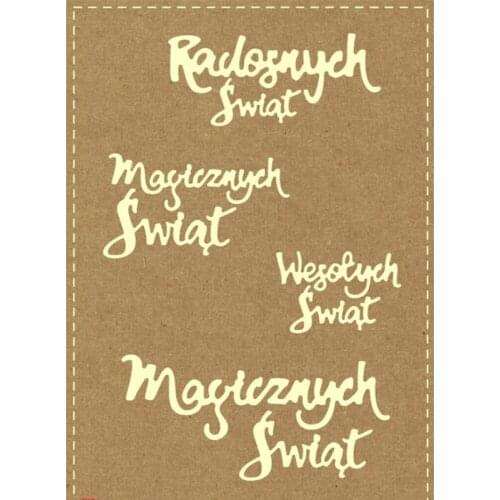 Polish Merry Joyful Magical Christmas Metal Cutting Dies Stencils For DIY Scrapbooking Decorative Embossing Card Craft Die Cuts