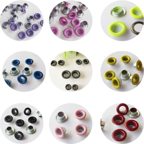 50pcs hole 3-10mm metal mixed color eyelet for DIY scrapbook lace shoe bag label clothing fashion accessories and leather crafts