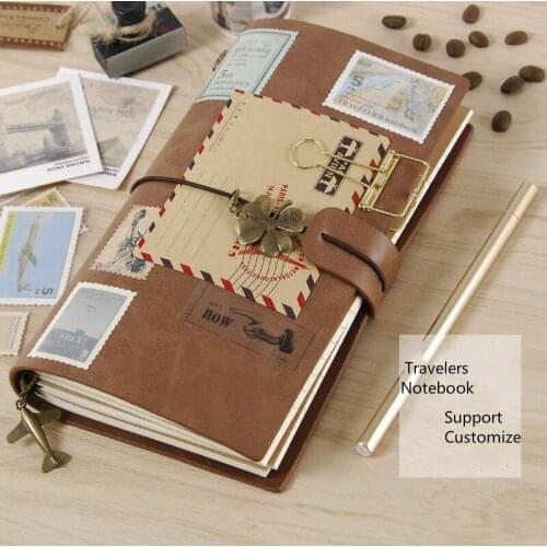 Retro A6 Pu Travelers Journal Notebook Vintage 4.2x7.9" Inch 72 Sheets TN Diary Notebook Best Festival Stationery Gift for Kids