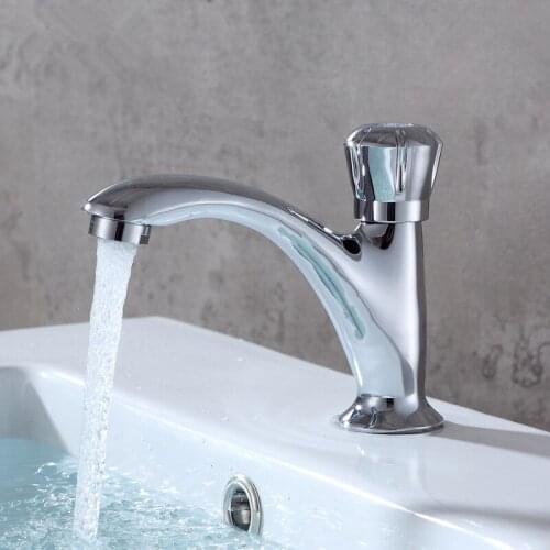 Bathroom Single Cold Basin Faucet Chrome Brass Sink Faucet Single Handle Single Hole Deck Mounted Lavatory Water Tap Torneira