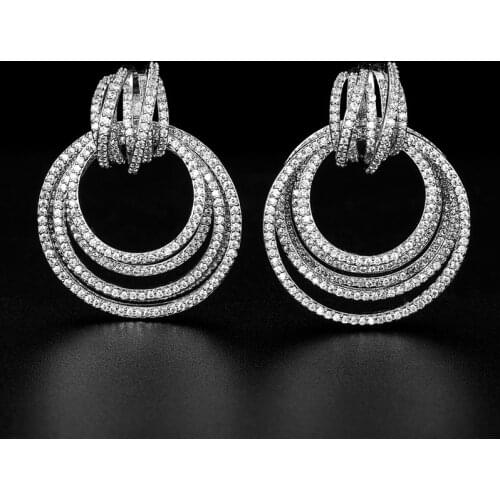 Zlxgirl jewelry luxury brand full mirco paved Cubic Zircon Drop Earring For Women Wedding Party Accessories Dubai Gold earings