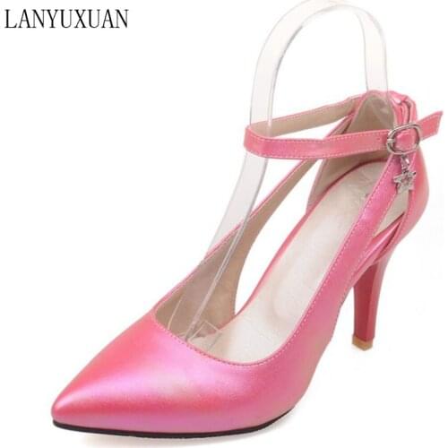 LANYUXUAN Plus Big Size 34-52 Shoes Woman New Wedding Ladies High Heels Fashion Sweet Dress Pointed Toe Women Pumps E-177