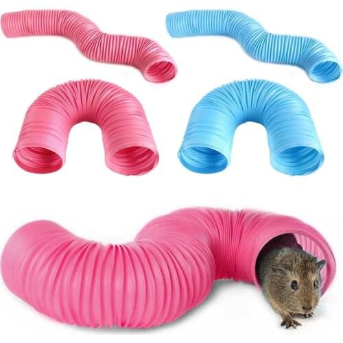 1pc Small Animal Play Tunnel Toy Extensible Plastic Hamster Tunnel Ferret Tunnel Tube Small Pet Toy Pet Supplies