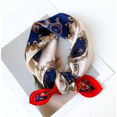 100% Silk Scarf Lady Hairband Small Square Neck Wrap Fashion Female Tie Design Print Foulard Neckerchief Soft Chocker Bandana