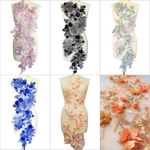 5PCS LONG Frence 38x102cm Clothes Costumes Prom Dress Decor Sew-on Rhinestones Stones Appliques Patch For Sewing Diy Accessories