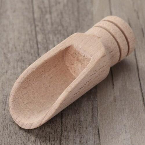 50pcs Wooden Round Handle Scoop Teaspoon Small Salt Shovel Milk Powder Scoops Wood Condiment Spoons Coffee Tea Mini Sugar Spoon